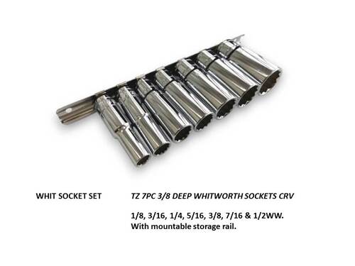 7PC 3/8 DEEP WHITWORTH SOCKETS CRV